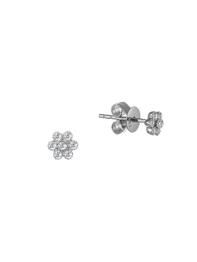 Meira T Women's 14K White Gold & Diamond Flower Stud Earrings