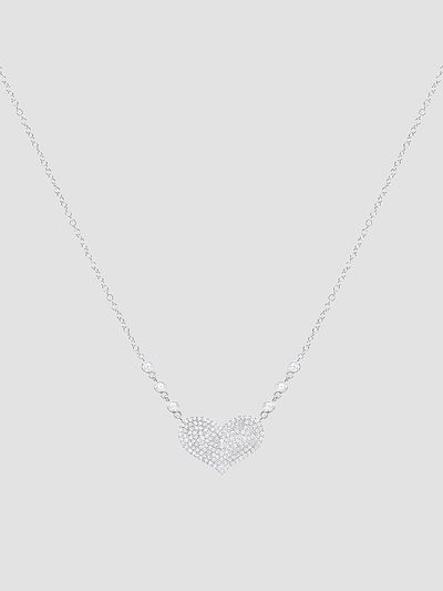 Meira T Women's 14K White Gold Pave Diamond Heart Necklace