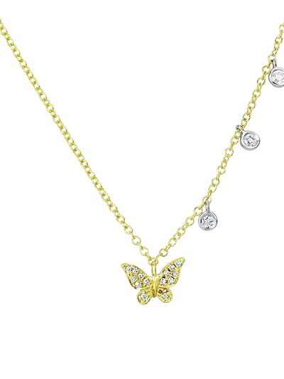 Meira T Women's 14K Yellow Gold Butterfly Diamond Bezel Necklace