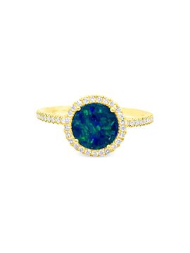 Meira T Women's 14K Yellow Gold, Opal & 0.21 TCW Diamond Ring