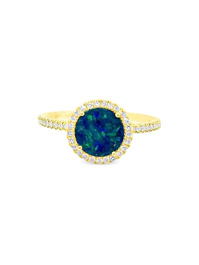 Meira T Women's 14K Yellow Gold, Opal & 0.21 TCW Diamond Ring