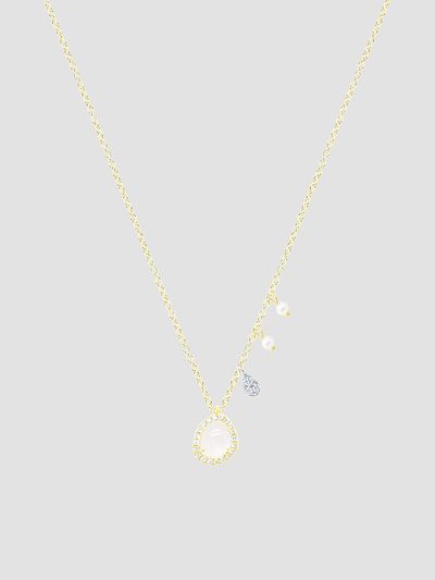 Meira T Women's 14K Yellow Gold, Rainbow Moonstone & 0.11 TCW Diamond Pendant Necklace