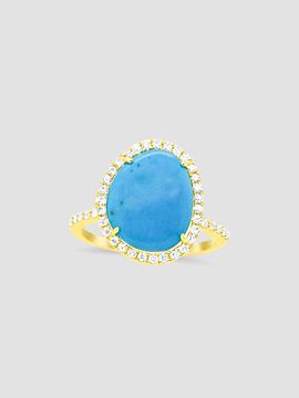 Meira T Women's 14K Yellow Gold, Turquoise & 0.28 TCW Diamond Ring