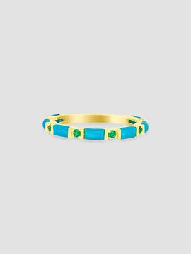 Meira T Women's 14K Yellow Gold Turquoise & Emerald Stackable Band