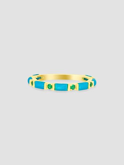 Meira T Women's 14K Yellow Gold Turquoise & Emerald Stackable Band
