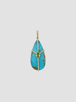 Meira T Women's 14K Yellow Gold, Turquoise, Peridot & 0.10 TCW Diamond Pendant