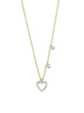 Meira T Women's Dainty Two-Tone 14K Gold & Diamond Heart Pendant Necklace