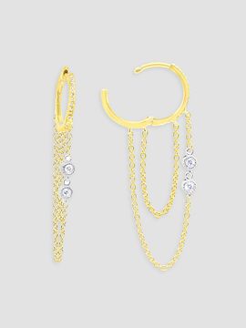 Meira T Women's Two-Tone 14K Gold & 0.21 TCW Diamond Chain Drop Earrings