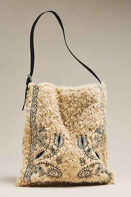 Melie Bianco Annie Faux Shearling Hobo Tote Bag