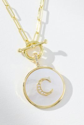 Melinda Maria Love Letters Initial Medallion Necklace