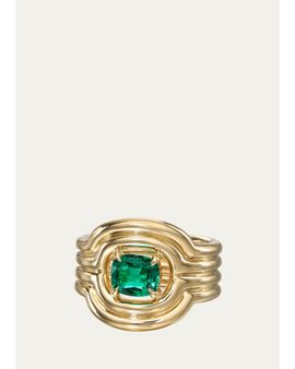 Melissa Kaye 18K Rocky Rae Pinky Ring with Emerald