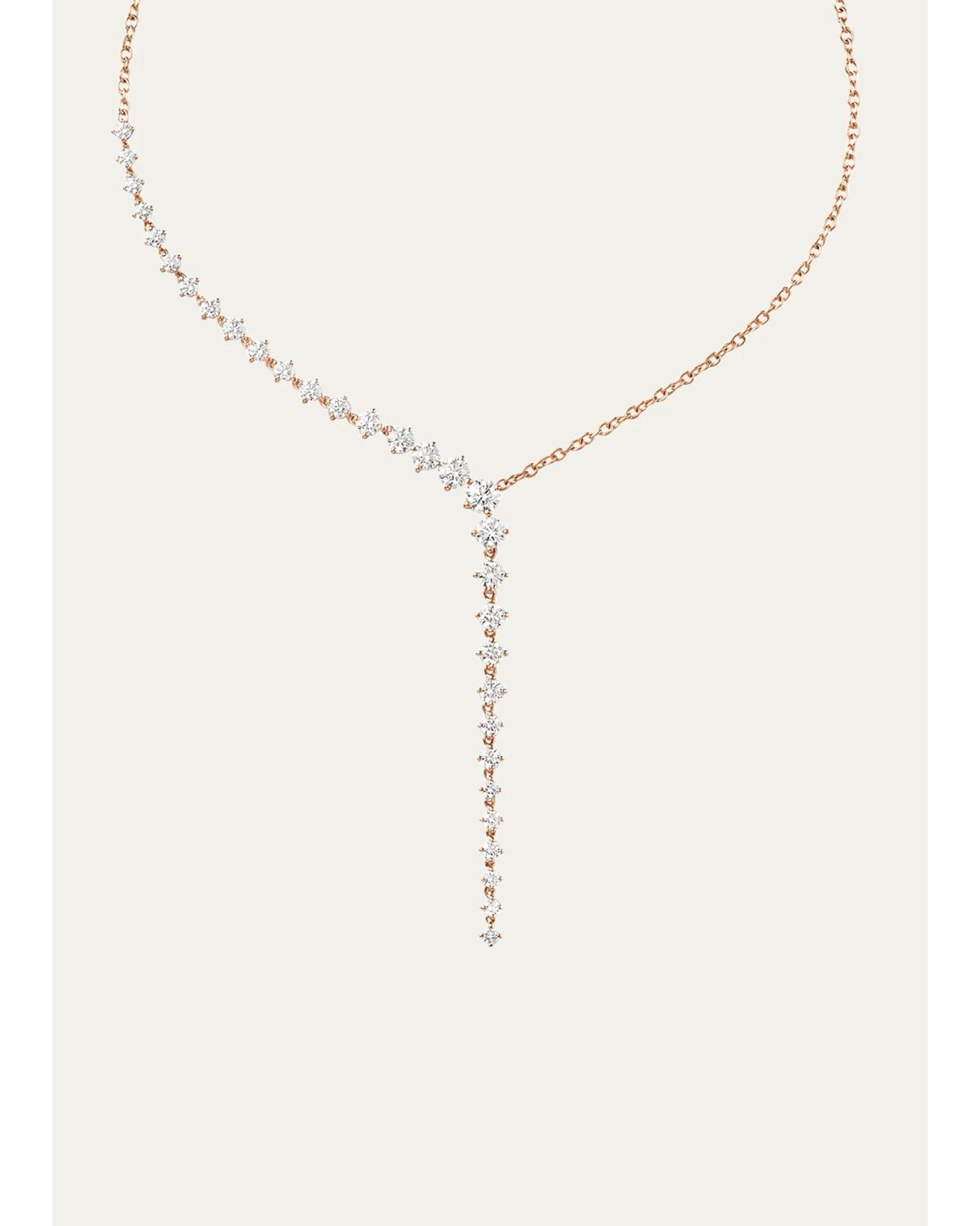 Melissa Kaye 18K Rose Gold Aria Cascade Necklace with Diamonds