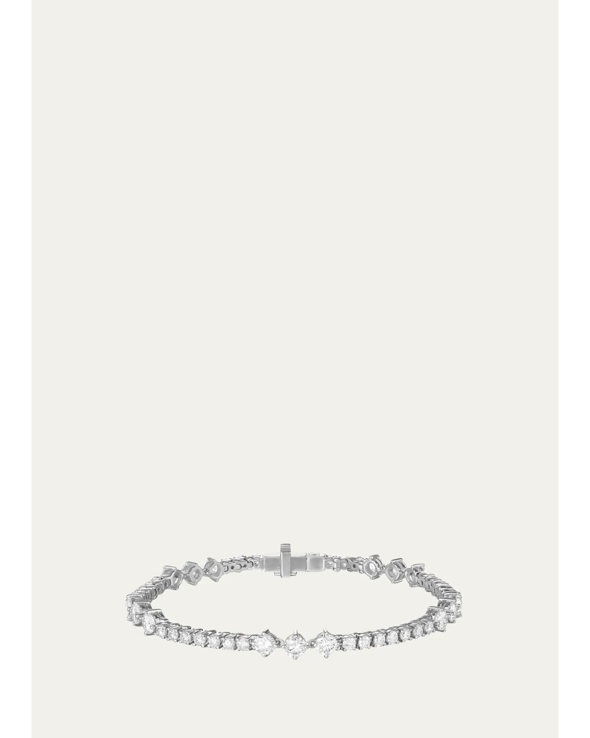 Melissa Kaye 18K White Gold Stella Triplet Station Diamond Tennis Bracelet