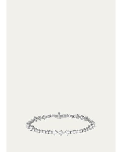 Melissa Kaye 18K White Gold Stella Triplet Station Diamond Tennis Bracelet