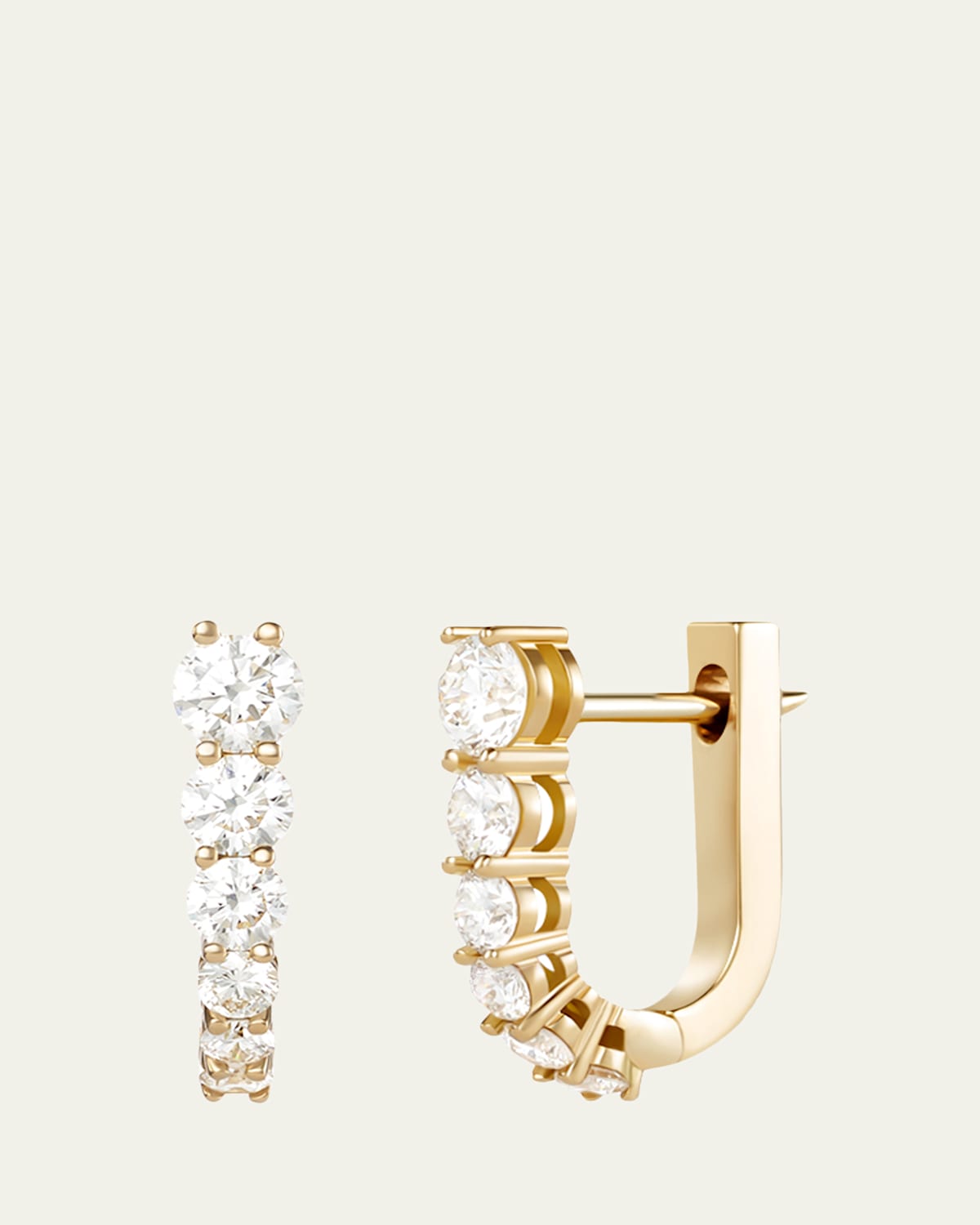 Melissa Kaye 18K Yellow Gold Aria U Huggie Hoop Earrings with Diamonds