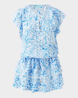 Melissa Odabash Lenni Pineapple Short-Sleeve Mini Dress