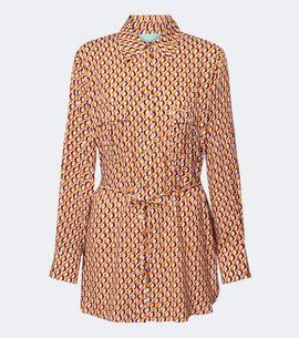 Melissa Odabash Melissa Odabash Ariel belted printed shirt
