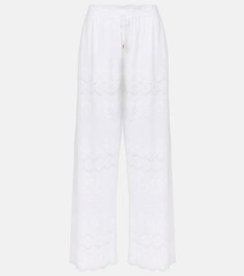 Melissa Odabash Melissa Odabash Immy broderie anglaise cotton wide-leg pants
