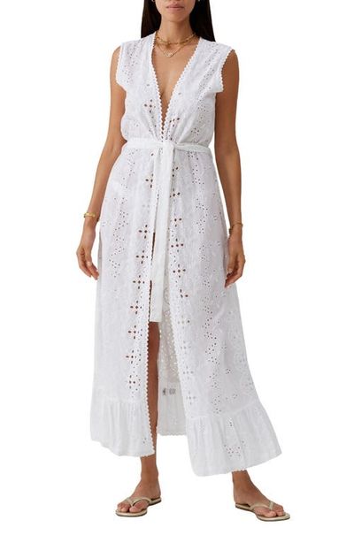 Melissa Odabash Melissa Odabash Marta Eyelet Cotton Maxi Cover-Up Dress
