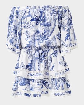 Melissa Odabash Micha Floral Off-Shoulder Mini Dress