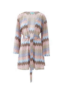 Melissa Odabash Women's Anna Zigzag Knit Self-Tie Caftan