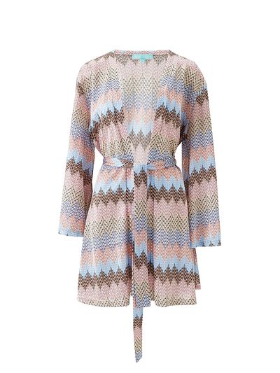 Melissa Odabash Women's Anna Zigzag Knit Self-Tie Caftan