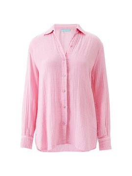 Melissa Odabash Women's Leona Crinkled Cotton Button-Down Shirt