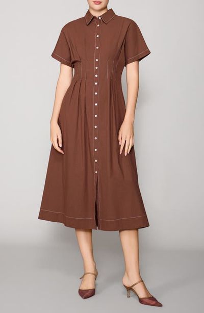 MELLODAY MELLODAY Contrast Stitch Midi Shirtdress