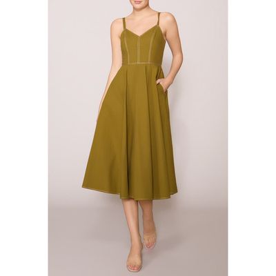 MELLODAY MELLODAY Contrast Stitched Poplin Midi Dress
