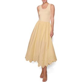MELLODAY MELLODAY Eyelet Scallop Sleeveless Mixed Media Maxi Dress