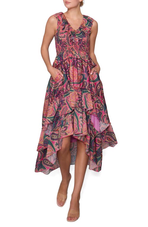 MELLODAY MELLODAY Print Ruffle Organza Sleeveless High-Low Maxi Dress