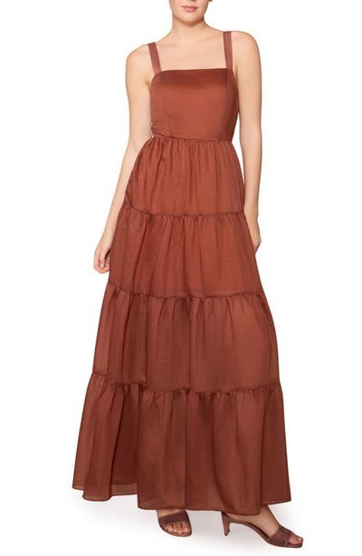 MELLODAY MELLODAY Tiered Satin Maxi Dress