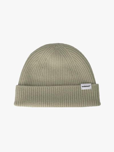 mellotory 100% Cashmere Ribbed Seamless Beanie [GREEN]