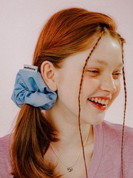 mellotory Basic Cotton-Polyester Denim Scrunchie [Sky Blue]