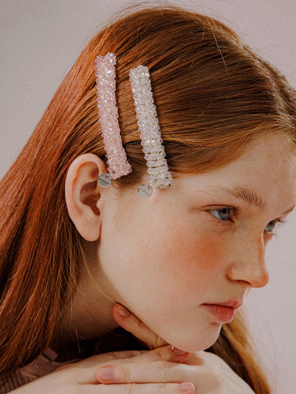 mellotory Clear Beaded Rectangular Hair Pin