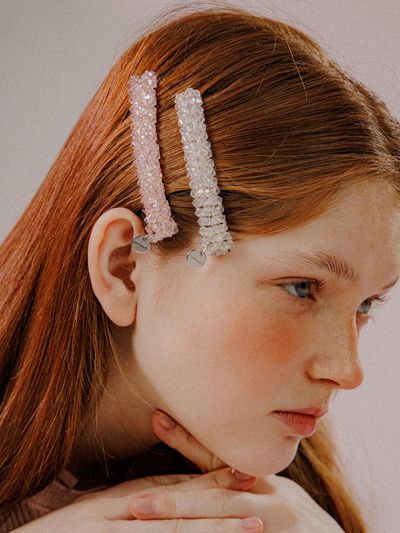 mellotory Clear Beaded Rectangular Hair Pin