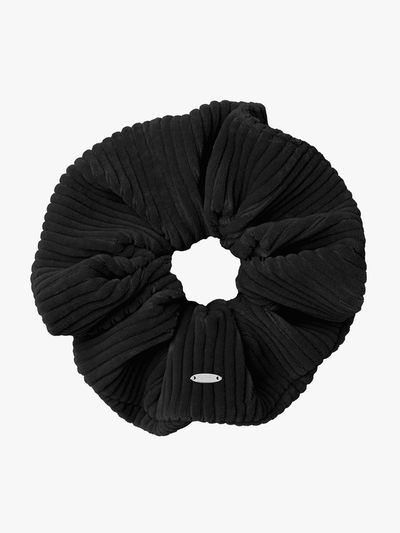 mellotory Corduroy Cotton-blend Textured Scrunchie [Black]