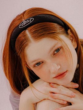 mellotory Embroidered Suede-Textured Cotton-Polyester Hairband [Black]