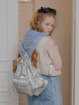 mellotory Quilted Lightweight Nylon 4-WAY Backpack [Silver]