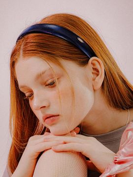 mellotory Simple Shiny Metallic Voluminous Hairband [Navy]