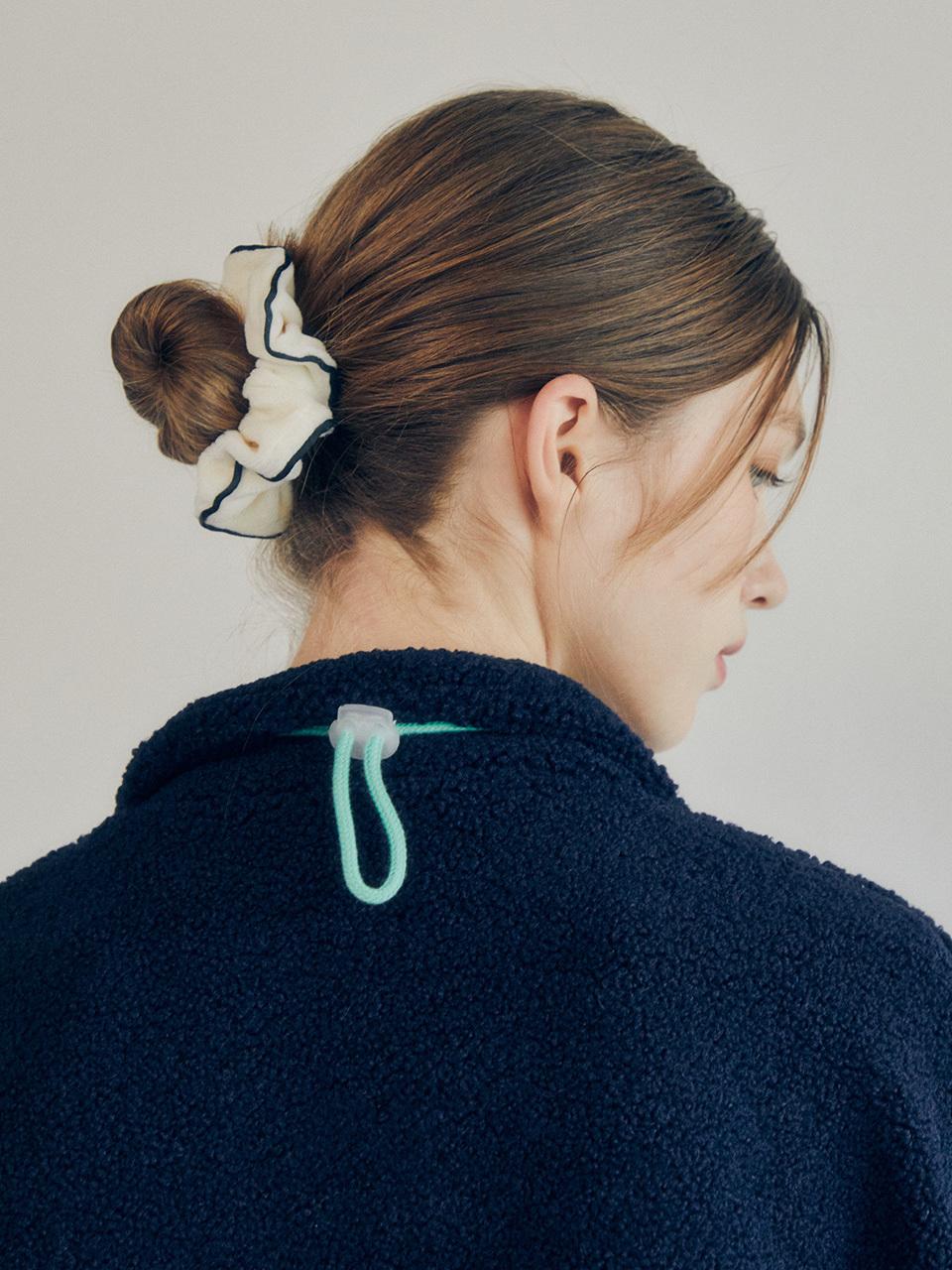 mellotory Terry Cotton Piped Hair Scrunchie [Beige]