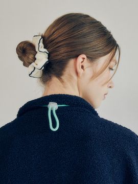 mellotory Terry Cotton Piped Hair Scrunchie [Beige]