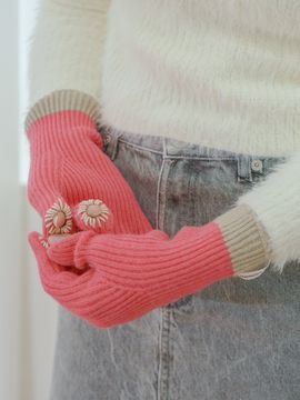 meminn Lip Two Tone Stitch Touch Finger Gloves_3 Colors