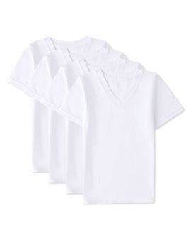 MeMoi MeMoi 4 Pack Cotton Rich V-Neck Short Sleeve Undershirts