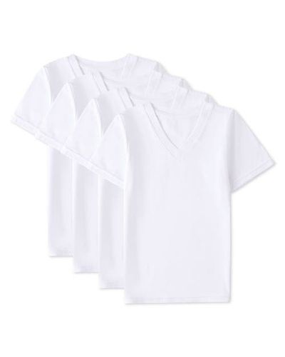 MeMoi MeMoi 4 Pack Cotton Rich V-Neck Short Sleeve Undershirts