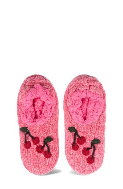 MeMoi MeMoi Cherries Chenille Slipper Socks