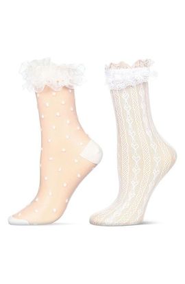 MeMoi MeMoi Lace Ruffle Cuff Assorted 2-Pack Ankle Socks