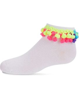 MeMoi MeMoi Neon Multi Pom-Pom Anklet Sock