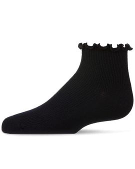 MeMoi MeMoi Ruffled Top Thin Ribbed Anklet Socks