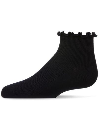 MeMoi MeMoi Ruffled Top Thin Ribbed Anklet Socks